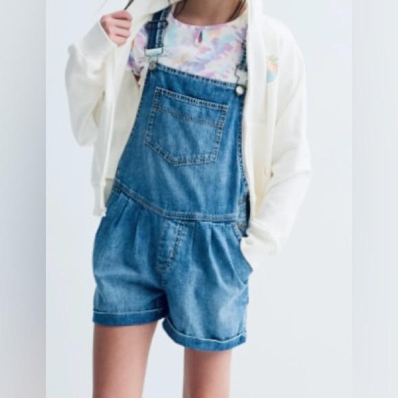 Girls Beautiful SO “Slouchy “ Classic Blue Short Overalls Size 16, Like New. - Picture 2 of 5